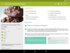 Tablet recipe view
